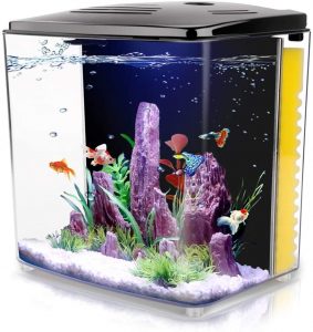 FREESEA 1.4 Gallon Aquarium Square Starter Kits, Betta Fish Tank w/ LED Light and Filter Pump