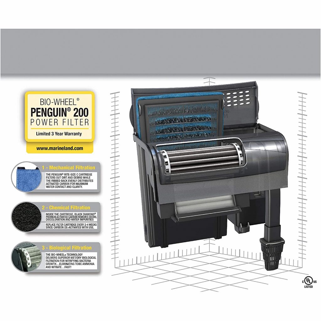 Marineland Penguin 200 BioWheel MultiStage Aquarium Power Filter